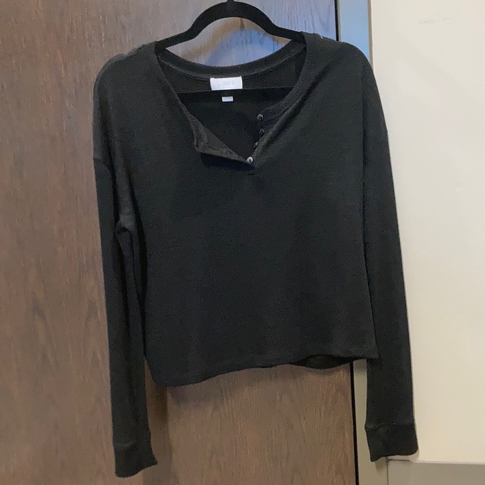 Black long sleeve quarter-button